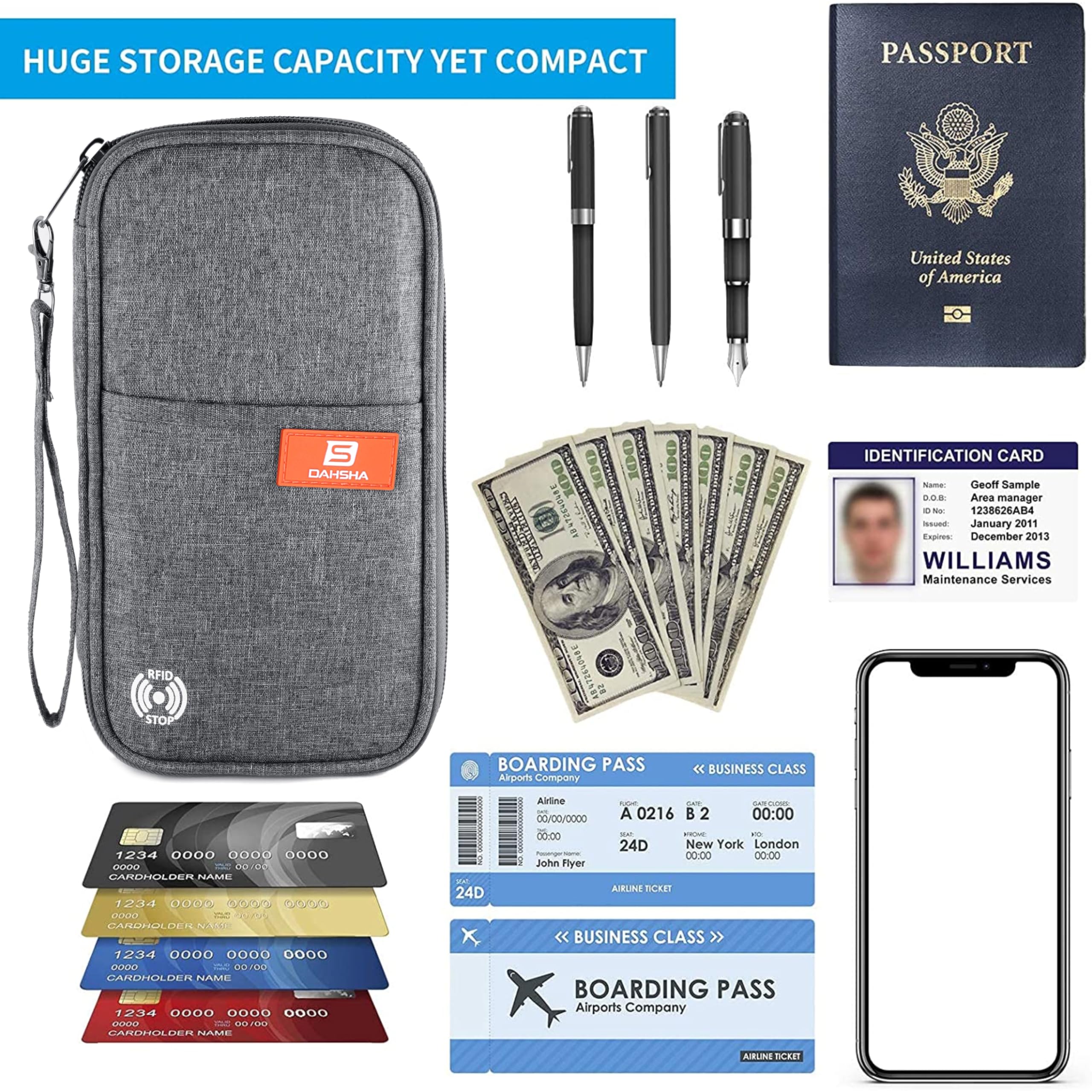 RFID Travel Organizer Pouch – Passport, Phone & Document Holder - Image 5