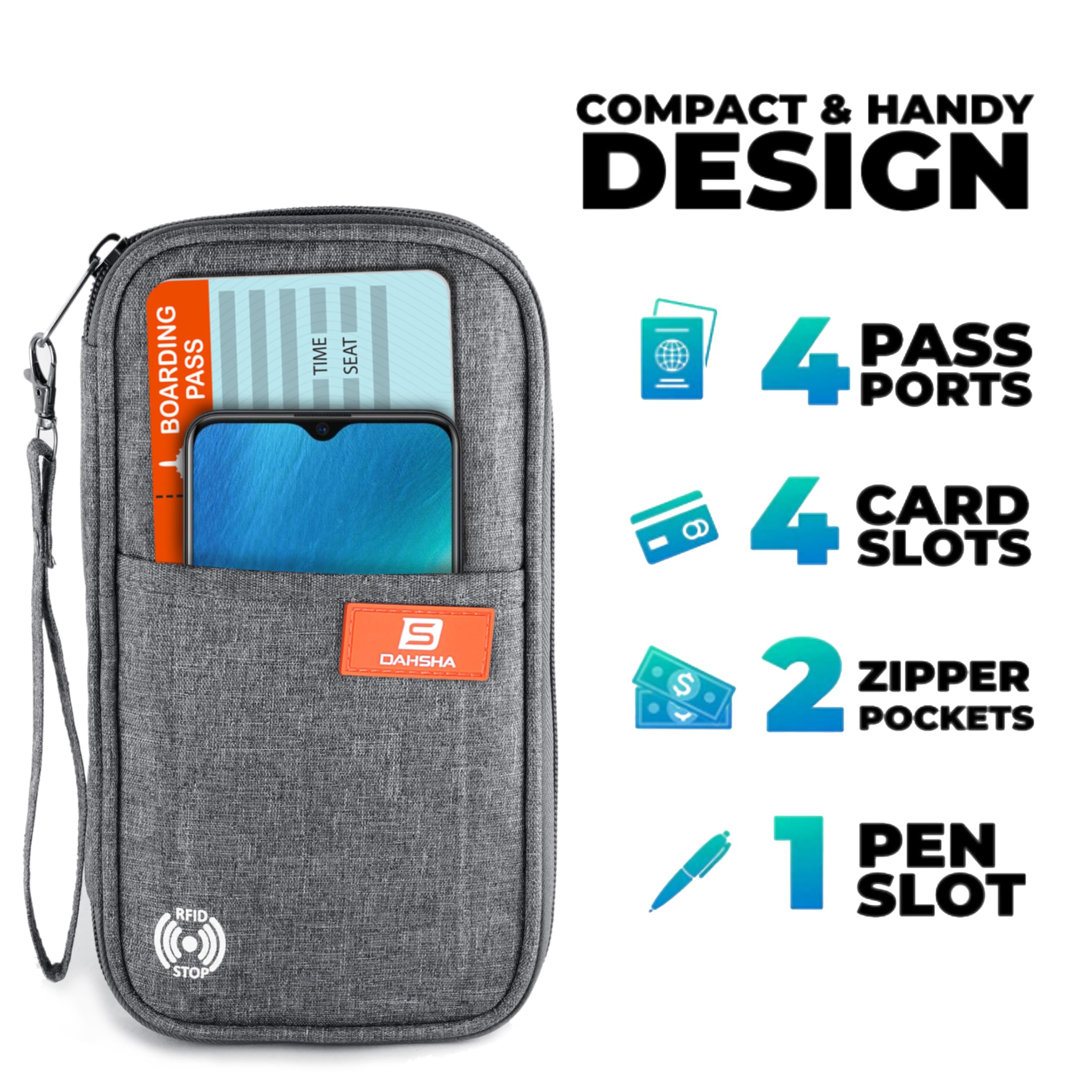 RFID Travel Organizer Pouch – Passport, Phone & Document Holder - Image 3